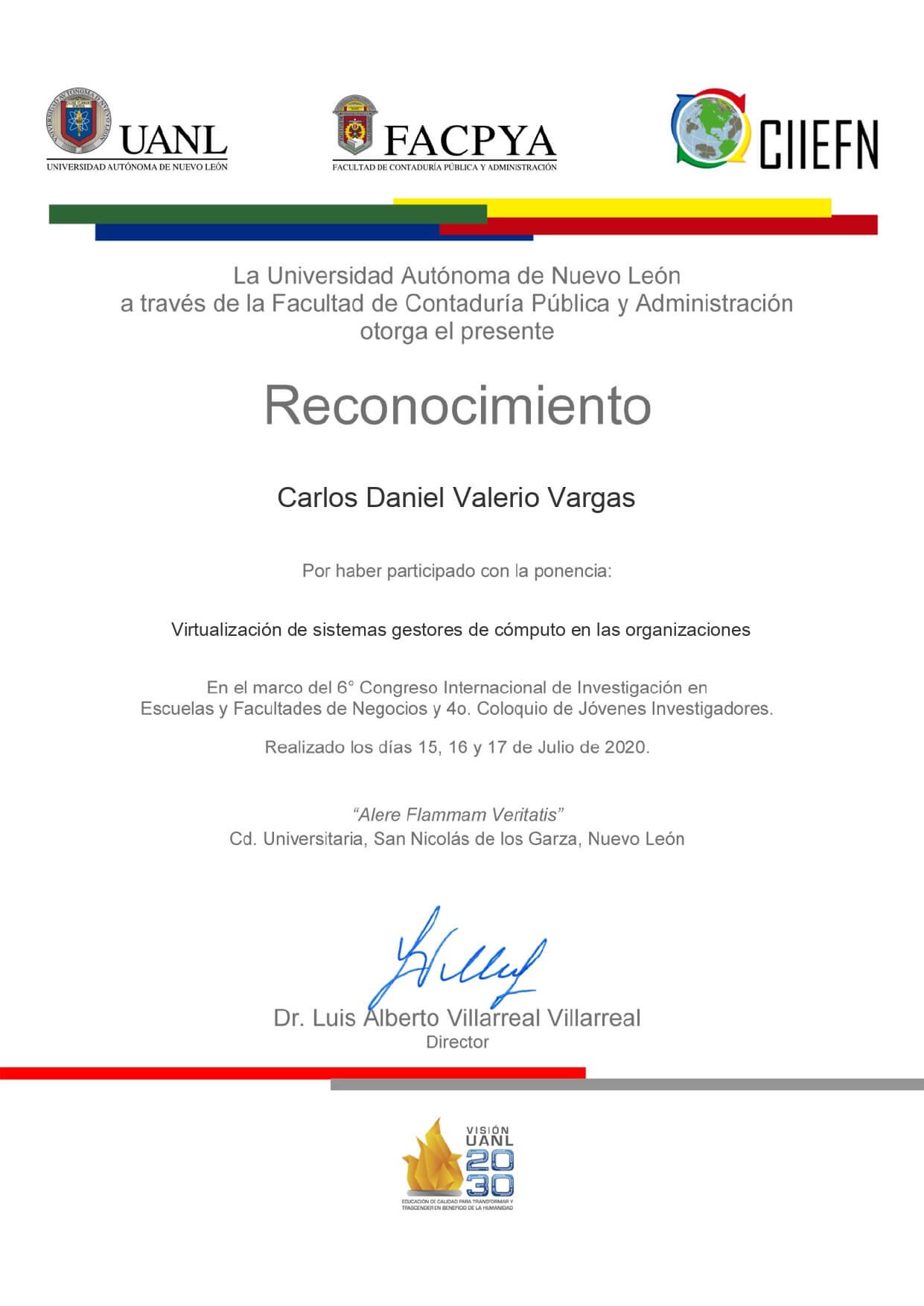 Reconocimiento por publicar un artículo.